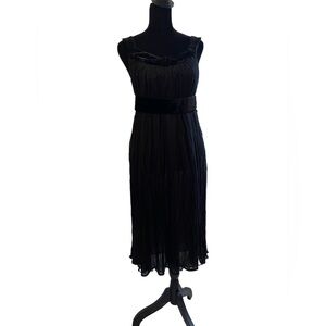 Zara Black Midi Dress with Bow‎ Detail